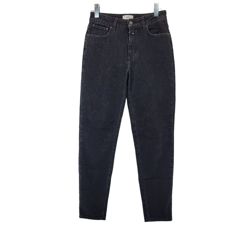 Closed Denim Tapered Leg Jeans Black Dark Gray Women's Size 27 Made In Italy